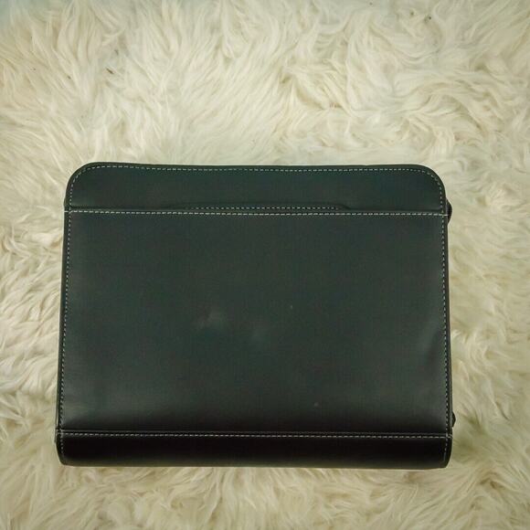 Franklin Covey Black Leather Master Plan 7 Ring Zip Retractable Handle Planner - Picture 2 of 7